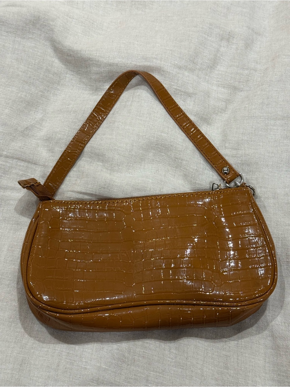 Brown Crocodile-Embossed Women's Bag